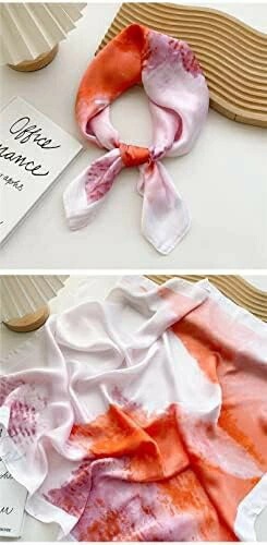 【20%OFFクーポン~】プリントヘッドスカーフ女性ヘッドバンドウェーブヘアラップネッカチーフ女性サテンスクエアスカーフショール スカーフ (Color : Orange Size : 70x70 【20%OFFクーポン~】プリントヘッドスカーフ女性ヘッドバンドウェーブヘアラップネッカチーフ女性サテンスクエアスカーフショール スカーフ (Color : Orange Size : 70x70