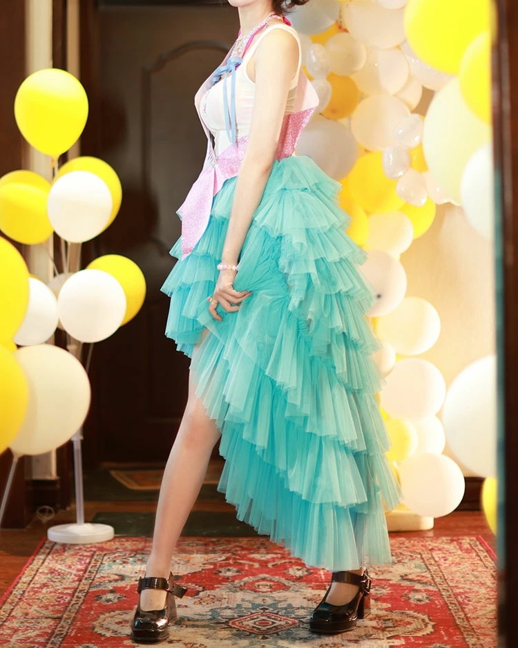 フィッシュテール スカート チュチュスカート 大人 チュールドレス ふんわり 前短後長 ロング丈 セクシー 舞台 ステージ衣装 燕尾 スカート ロック パンク ジャズ ダンス スカート コスプレ 演奏