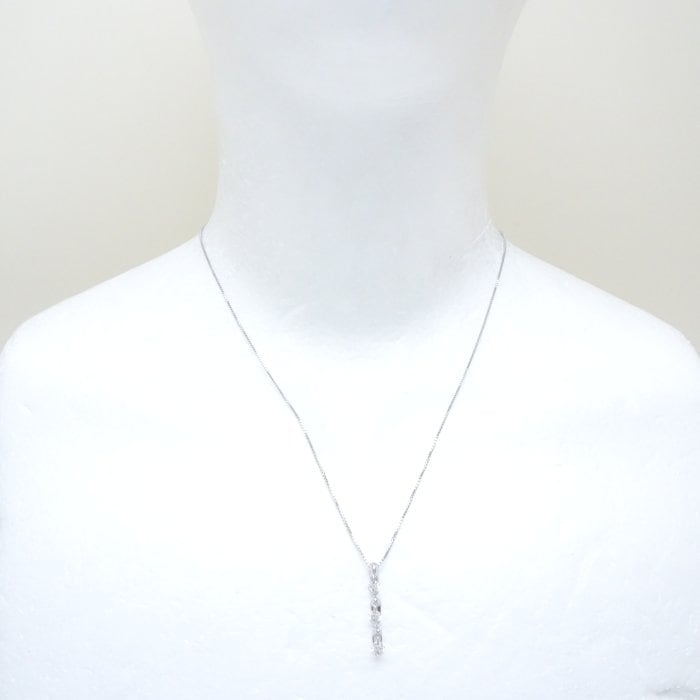 ダイヤモンド ネックレス ダイヤモンド0.52ct スリーポイント K18WG ホワイトゴールド/75028【中古】