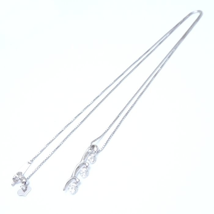 ダイヤモンド ネックレス ダイヤモンド0.52ct スリーポイント K18WG ホワイトゴールド/75028【中古】