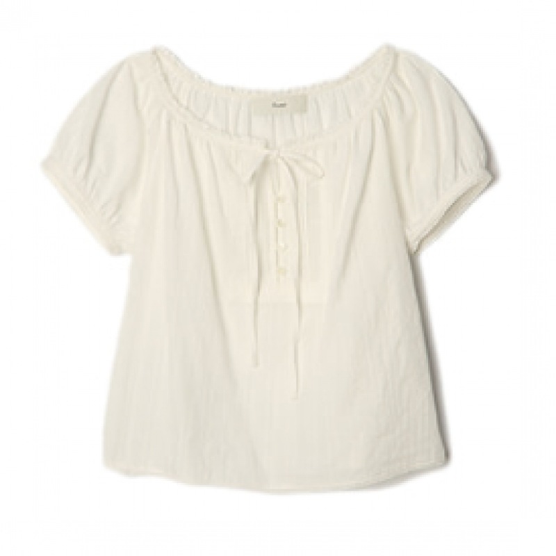 ダンスト女性用ツーウェイシャーリングブラウスオフホワイト_UDBL4B223OW