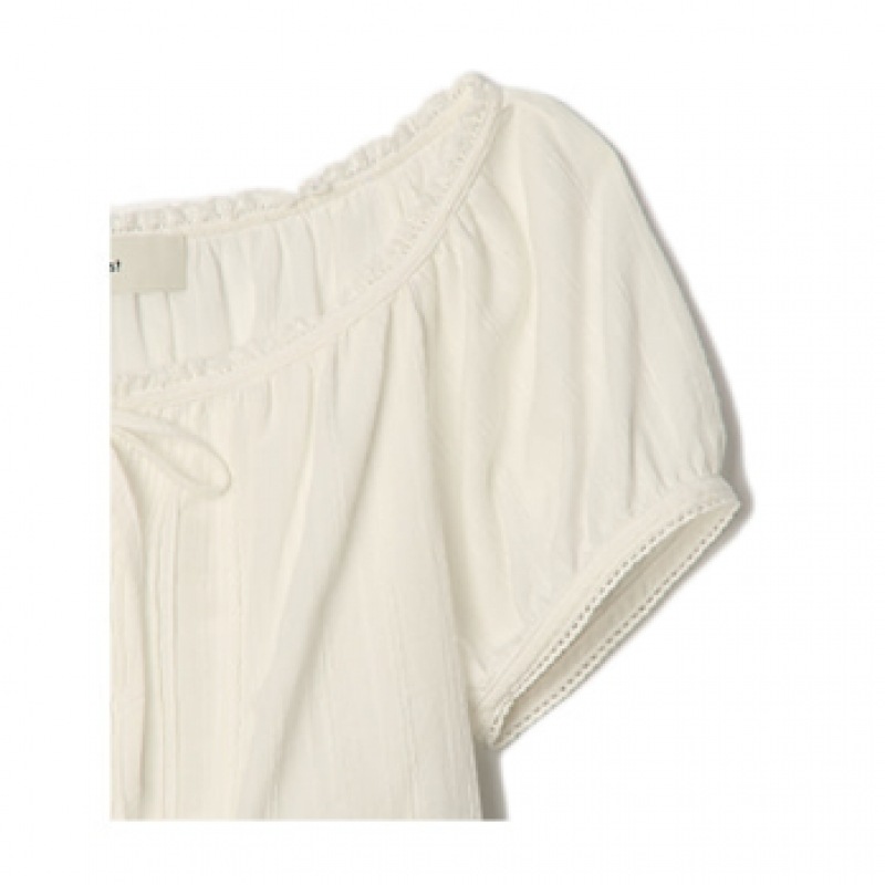 ダンスト女性用ツーウェイシャーリングブラウスオフホワイト_UDBL4B223OW