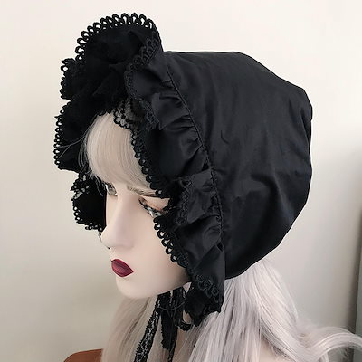 タグ付き未使用 メイドキャップ ボンネット ロリータ ヘッドドレス タグ付き未使用 メイドキャップ ボンネット ロリータ ヘッドドレス