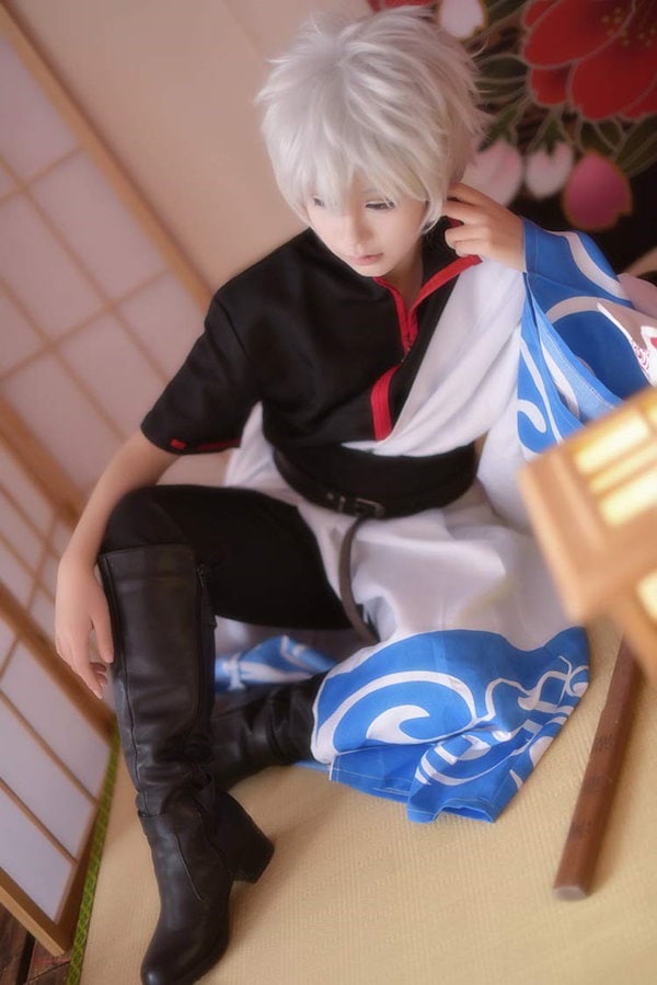 Qoo10] 銀魂 坂田銀時 風 着物+ウィッグ 6点