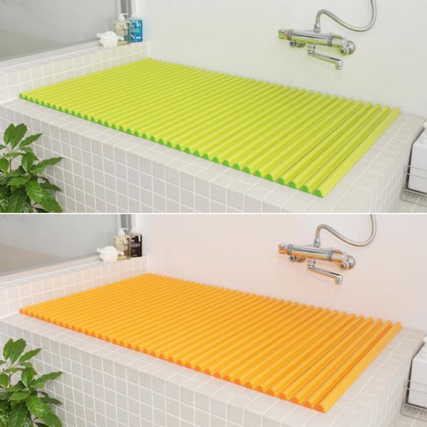 風呂ふた シャッター 70×110cm用 M11 ロール 波形 波型 風呂蓋 風呂フタ 浴槽蓋 巻き取り くるくる 抗菌 日本製 Ag 東プレ グリーン 緑 オレンジ おしゃれ