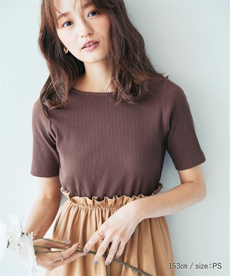 ロングマキシ丈/半袖 小さいサイズ　ドッキングフレアワンピース　低身長さん小柄女性