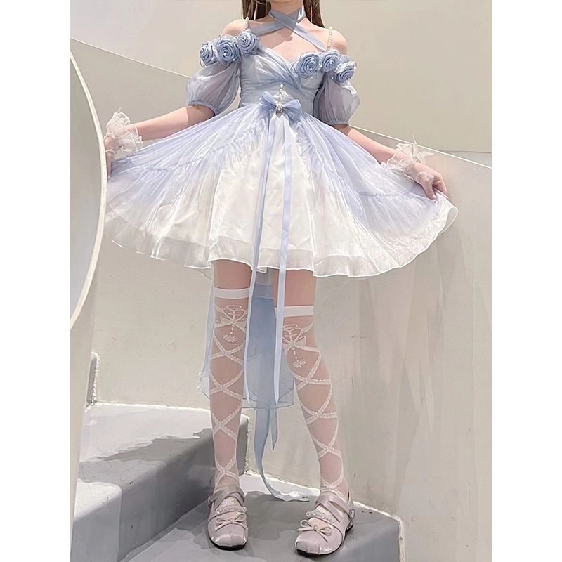 マーメイドプリンセス グラデーションブルーシスターズ衣装 立体ローズロリータエレガントミスプリンセスドレス マーメイドプリンセス グラデーションブルーシスターズ衣装 立体ローズロリータエレガントミスプリンセスドレス