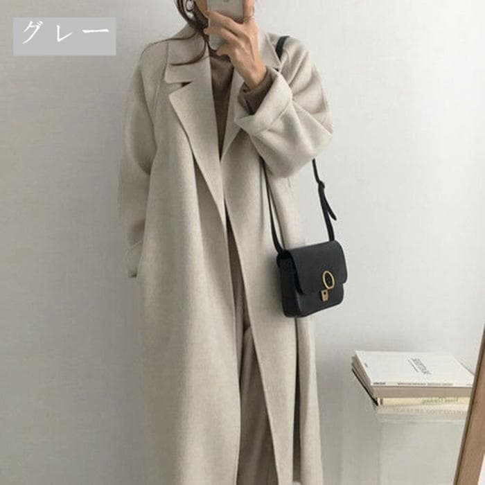 高級な質感チェスターコートロングコートアウターレディースベルト付きゆるコート防寒レディースカジュアル秋冬韓国ファッション