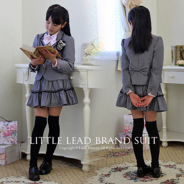 女の子 スーツ 子供服 女児 LITTLE LEAD グレーピンク 卒園式 発表会 結婚式 入学式 100cm 110cm 120cm 130cm  フォーマル リトルリード