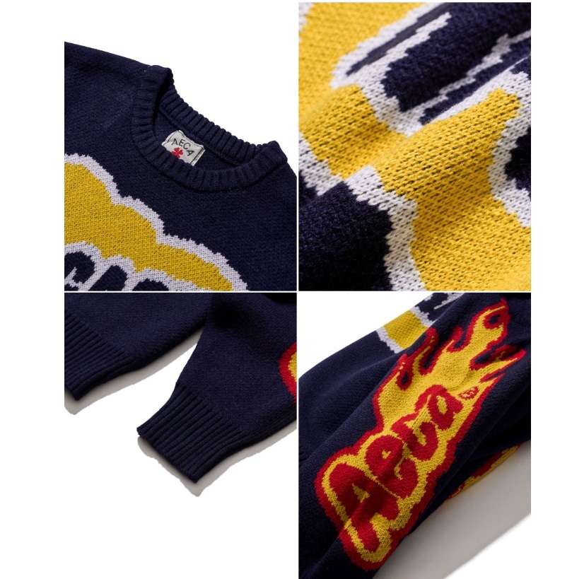 ◆AECA WHITE BIG LOGO WOOL KNIT/5色◆ 에이카화이트(AECA) AECA BIG LOGO WOOL KNIT-GREY - 사이즈