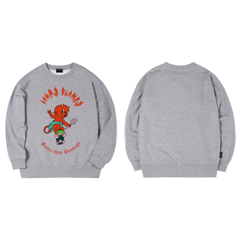 [ユーチューバー 沈着マン 着用] LB ホットスタッフ アートワーク オーバーフィット マンツーマンTシャツ グレー 韓国ストリートブランド