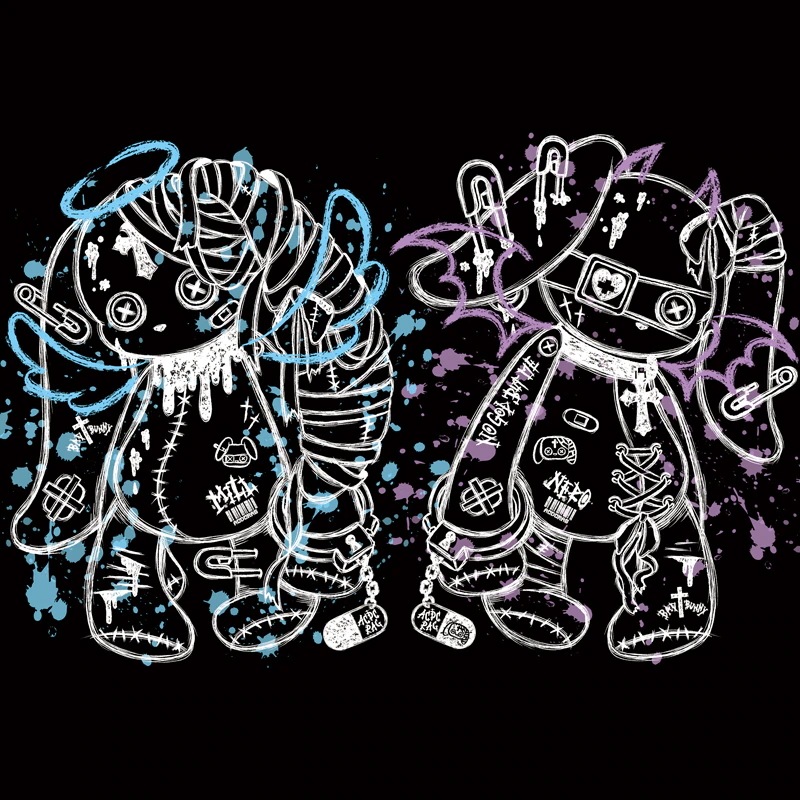 ACDC RAG [半袖]BLOODネロ パーカー 原宿系 原宿 派手カワ ファッション パンク ロック サイバー うさぎ うさみみ ブラック/パープル