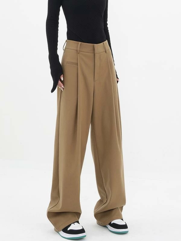 スラックス カジュアル パンツ レディース ボトムス 女性用 ウール ストレート スーツ パンツ スリム見え ドレープ フロア レングス スラックス カジュアル パンツ レディース ボトムス 女性用 ウール ストレート スーツ パンツ スリム見え ドレープ フロア レングス