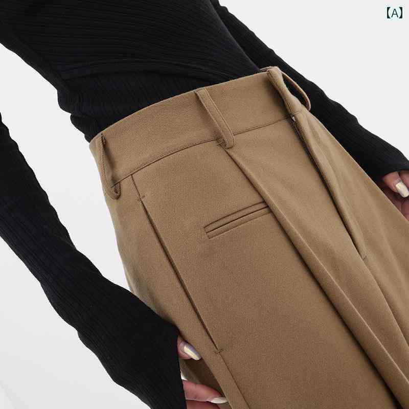 スラックス カジュアル パンツ レディース ボトムス 女性用 ウール ストレート スーツ パンツ スリム見え ドレープ フロア レングス スラックス カジュアル パンツ レディース ボトムス 女性用 ウール ストレート スーツ パンツ スリム見え ドレープ フロア レングス