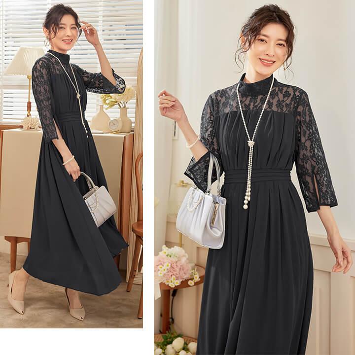 パーティードレス 結婚式 ワンピース 大きいサイズ有 20代 30代 40代 ロングドレス ロング エレガント ハイウエスト 大人 ママ フォーマル yj188588