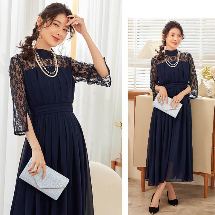 パーティードレス 結婚式 ワンピース 大きいサイズ有 20代 30代 40代 ロングドレス ロング エレガント ハイウエスト 大人 ママ フォーマル yj188588