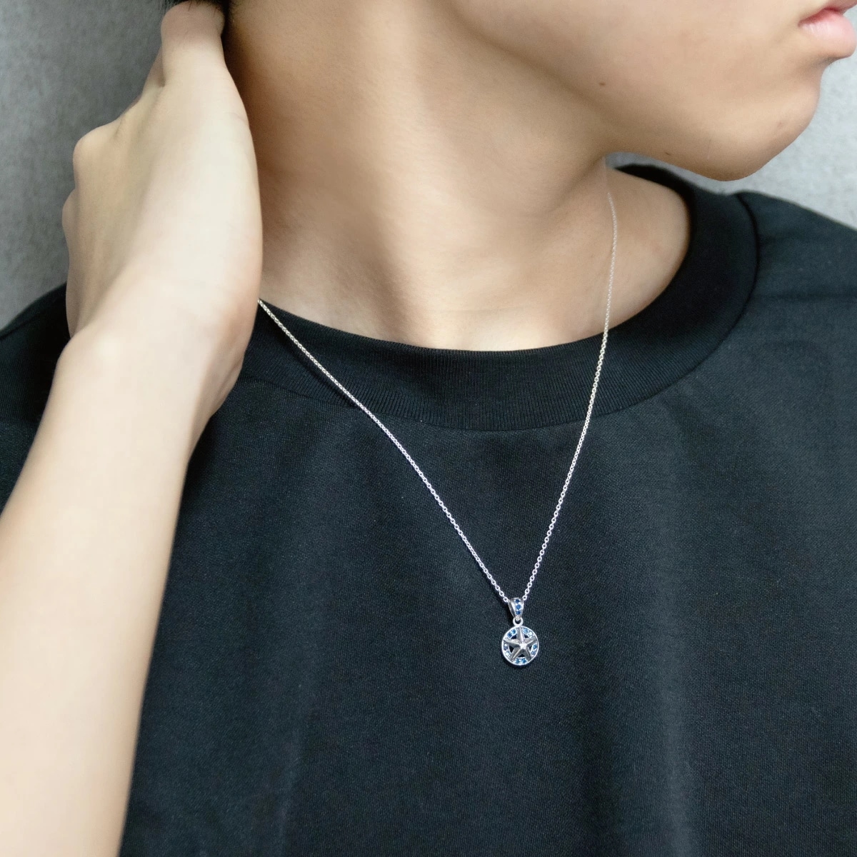 ネックレス メンズ レディース シルバー925 キュービックジルコニア 星 スター プレート