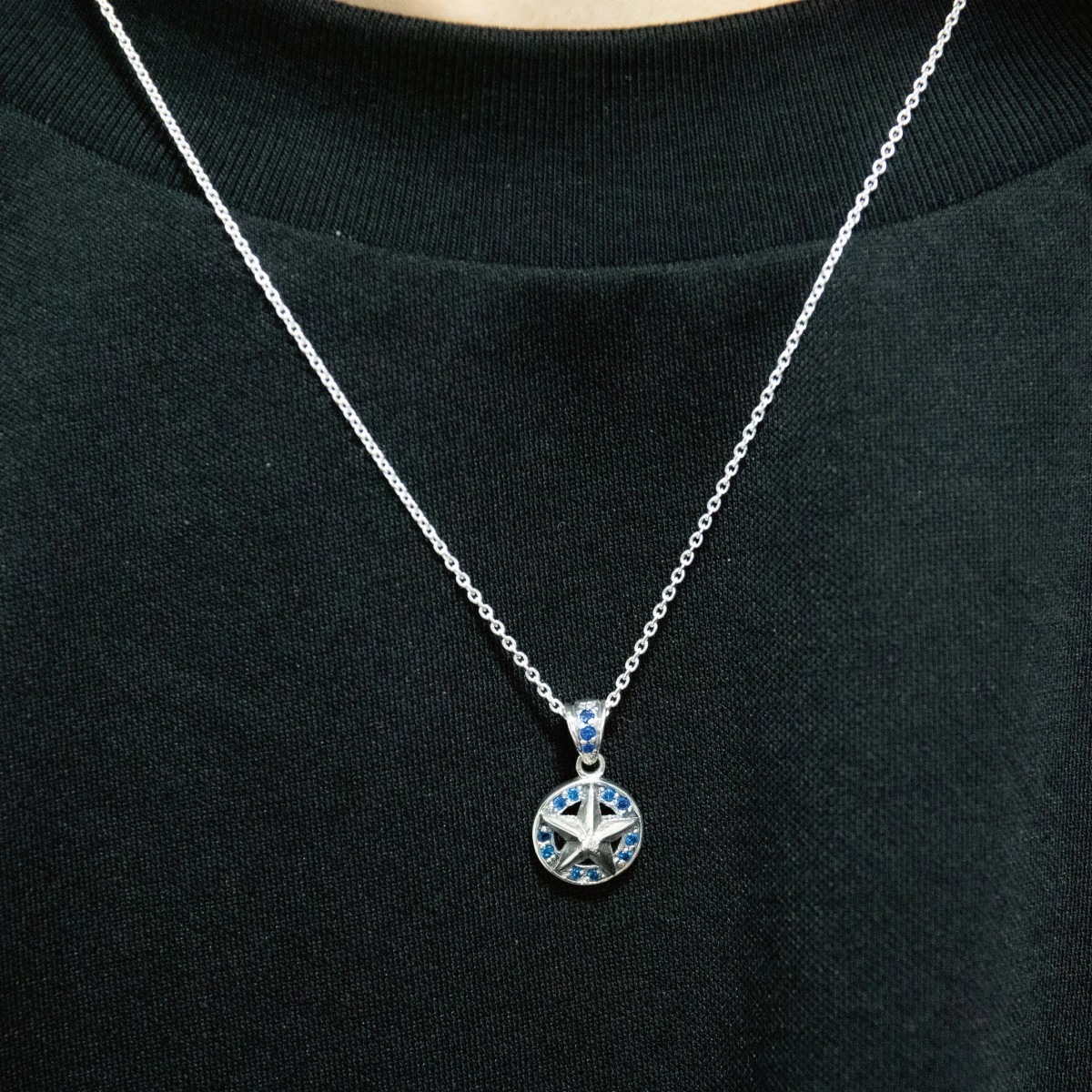 ネックレス メンズ レディース シルバー925 キュービックジルコニア 星 スター プレート