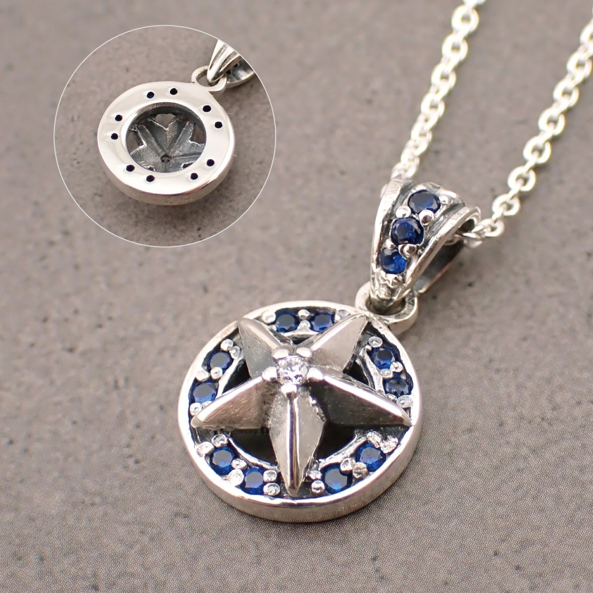 ネックレス メンズ レディース シルバー925 キュービックジルコニア 星 スター プレート