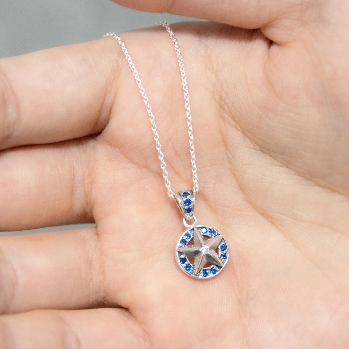 ネックレス メンズ レディース シルバー925 キュービックジルコニア 星 スター プレート