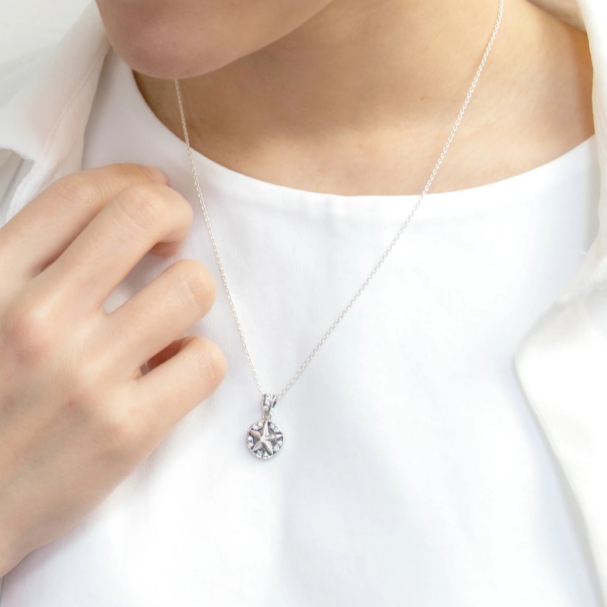 ネックレス メンズ レディース シルバー925 キュービックジルコニア 星 スター プレート