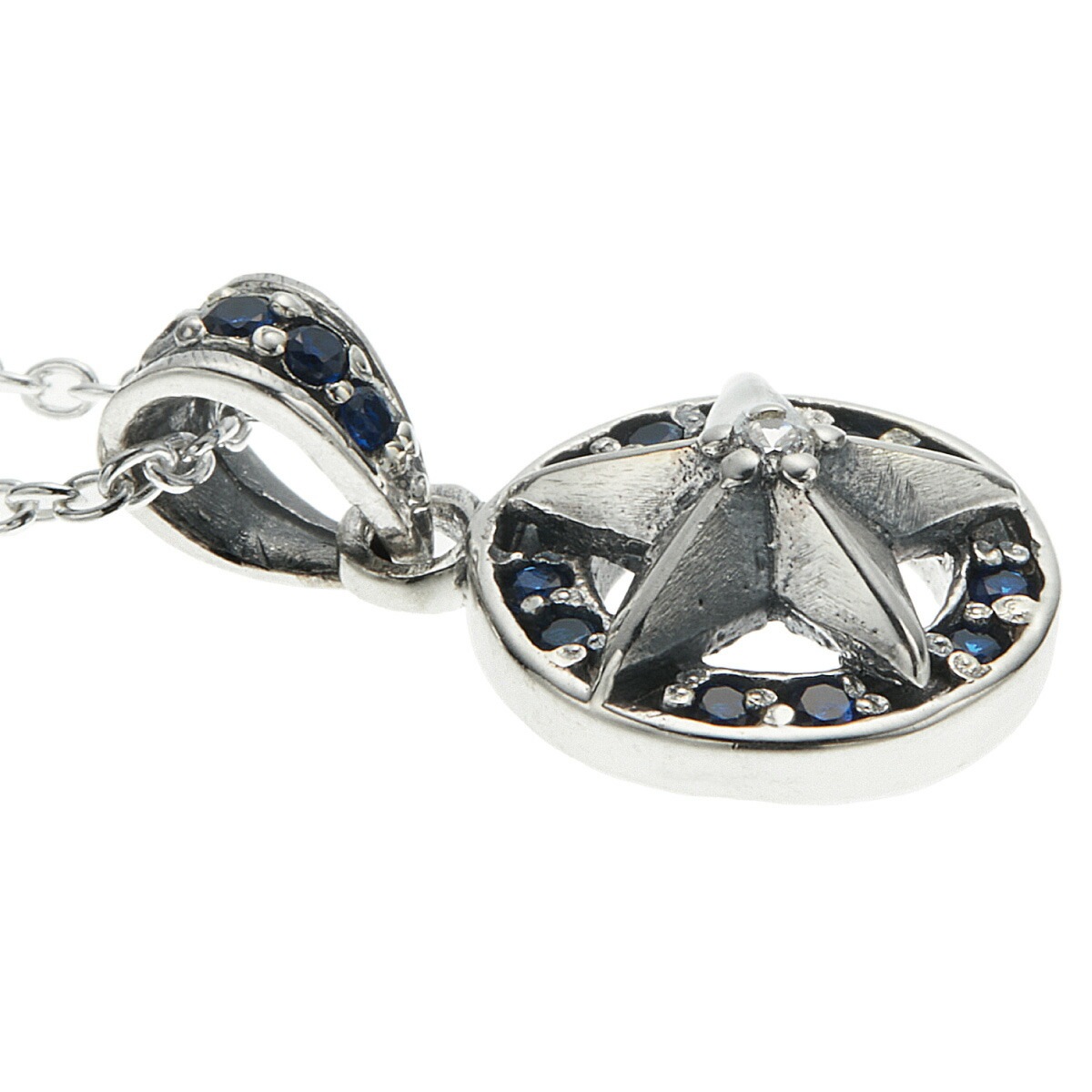 ネックレス メンズ レディース シルバー925 キュービックジルコニア 星 スター プレート