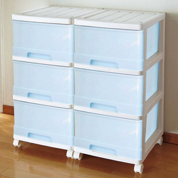 完成品 収納ケース プラスチック 引き出し 深型 3段 2個組 おしゃれ ホワイト/アイスブルー 完成品 収納ケース プラスチック 引き出し 深型 3段 2個組 おしゃれ ホワイト/アイスブルー