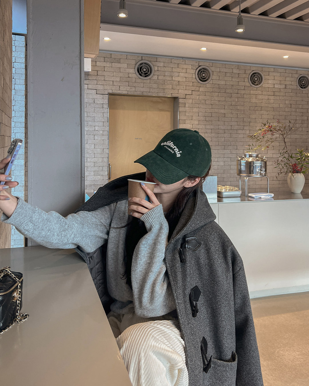 ダッフルハーフ丈コート韓国ファッション レディース ダッフルハーフ丈コート韓国ファッション レディース