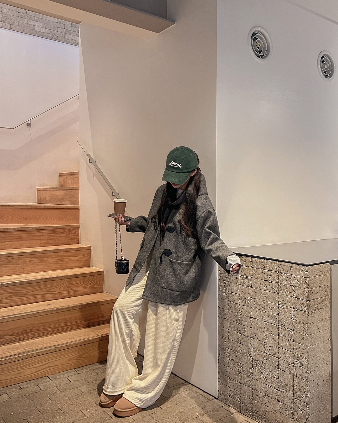 ダッフルハーフ丈コート韓国ファッション レディース ダッフルハーフ丈コート韓国ファッション レディース