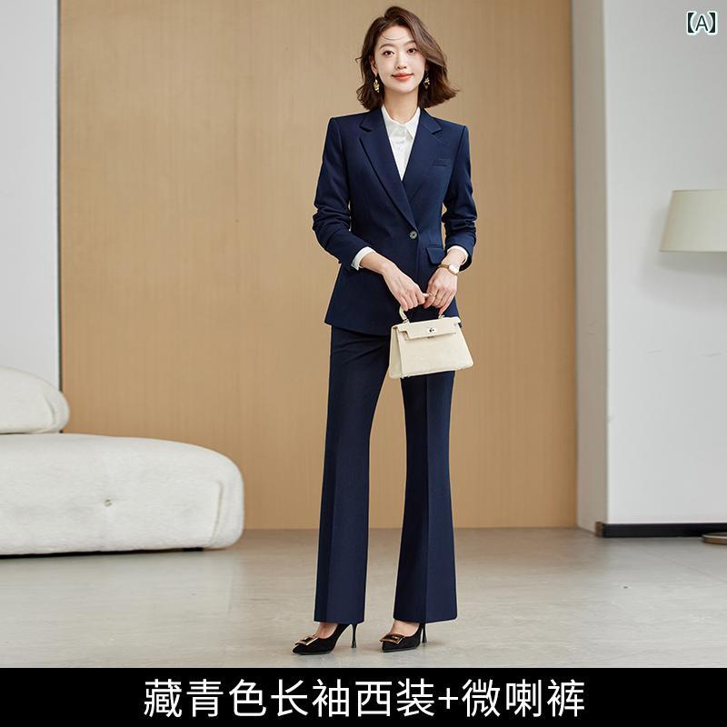 レディース パンツスーツ 上着 ネイビーブルー ブーツカット 2点セット セットアップ スーツ襟 ボタン1つ 非対称 デザイン性 シック エレガント スタイリッシュ モダン オフィス スタッフ レディース パンツスーツ 上着 ネイビーブルー ブーツカット 2点セット セットアップ スーツ襟 ボタン1つ 非対称 デザイン性 シック エレガント スタイリッシュ モダン オフィス スタッフ