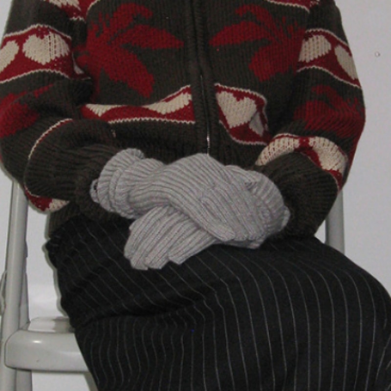 PARTIMENTO 女性用リブ編みニットロンググローブ_ライトグレー