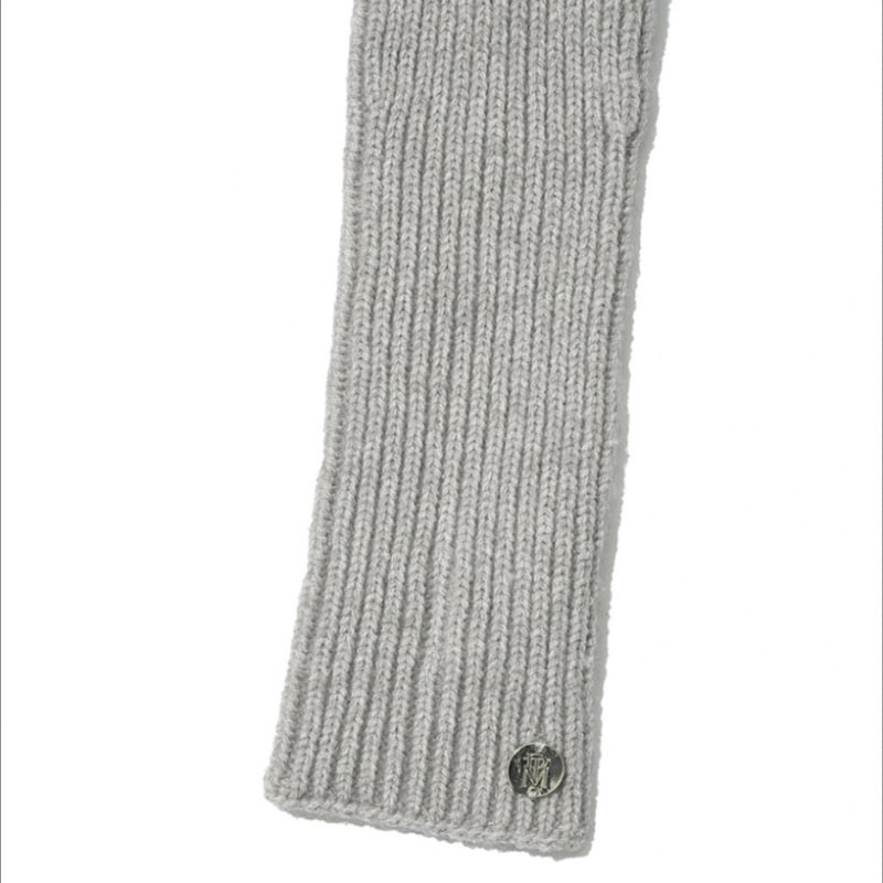 PARTIMENTO 女性用リブ編みニットロンググローブ_ライトグレー