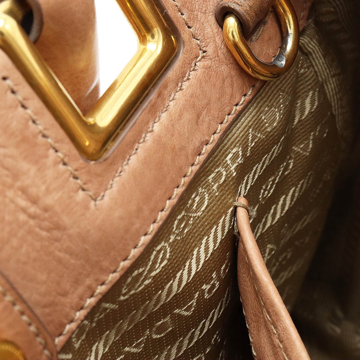 リボン ハンドバッグ 2WAY ショルダーバッグ レザー CAMMEO ピンクベージュ ゴールド金具 国内ブティック購入品 BN2245