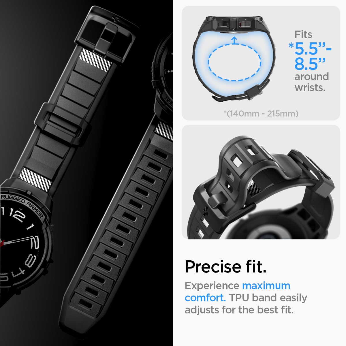 Spigen Galaxy Watch 6 Classic 43mm バンド 体組成測定 可能 一体型 ケース カバー 耐衝撃 スポーツバンド 落下 衝撃 吸収 耐久性 傷防止 ラギッド・アーマー・プ