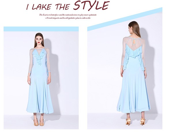 社交ダンス 衣装 モダンドレス 花柄 透け感 ラテン衣装 ロングドレス ダンスウエア 大きい裾 競技着 練習服 ワルツ タンゴ服 インターナショナルダンス モダンダンス ワンピース スタンダードドレス