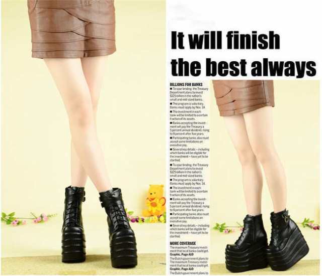 超厚底 ブーツ 靴 春秋 シンプル PU 超厚底 パンク風 ヴィンテージ ヒール16cm シューズ 小さいサイズ 大きいサイズ ストラ 超厚底 ブーツ 靴 春秋 シンプル PU 超厚底 パンク風 ヴィンテージ ヒール16cm シューズ 小さいサイズ 大きいサイズ ストラ