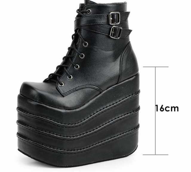 超厚底 ブーツ 靴 春秋 シンプル PU 超厚底 パンク風 ヴィンテージ ヒール16cm シューズ 小さいサイズ 大きいサイズ ストラ 超厚底 ブーツ 靴 春秋 シンプル PU 超厚底 パンク風 ヴィンテージ ヒール16cm シューズ 小さいサイズ 大きいサイズ ストラ