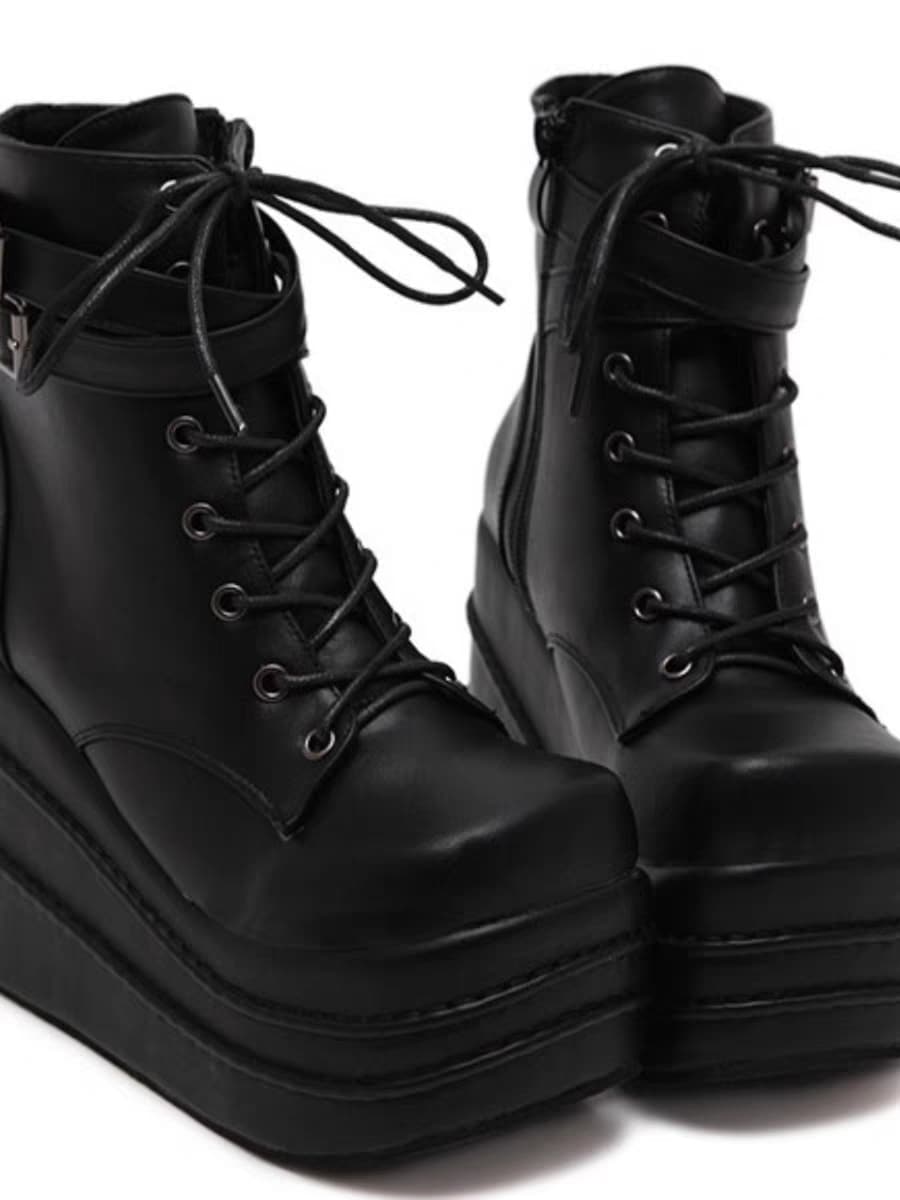 超厚底 ブーツ 靴 春秋 シンプル PU 超厚底 パンク風 ヴィンテージ ヒール16cm シューズ 小さいサイズ 大きいサイズ ストラ 超厚底 ブーツ 靴 春秋 シンプル PU 超厚底 パンク風 ヴィンテージ ヒール16cm シューズ 小さいサイズ 大きいサイズ ストラ