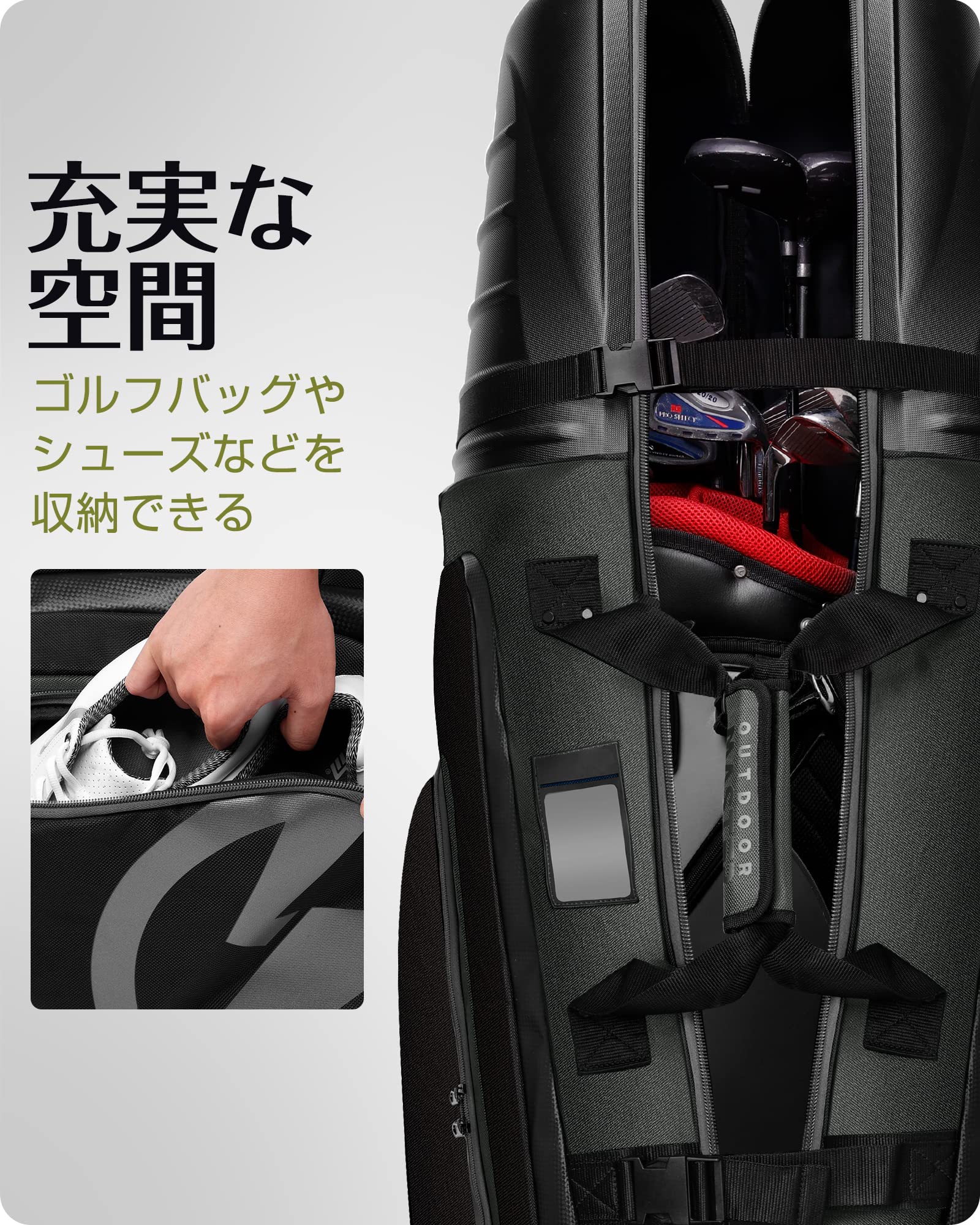 ゴルフバッグカバー 【キャスター付き・ハードシェル保護】 9.5型 / 48インチまで対応 OUTDOORMASTER 頑丈 軽量 ゴルフ トラベルカバー キャディーバッグ ゴルフバッグ カバー 軽量 wagered-affiliate.com