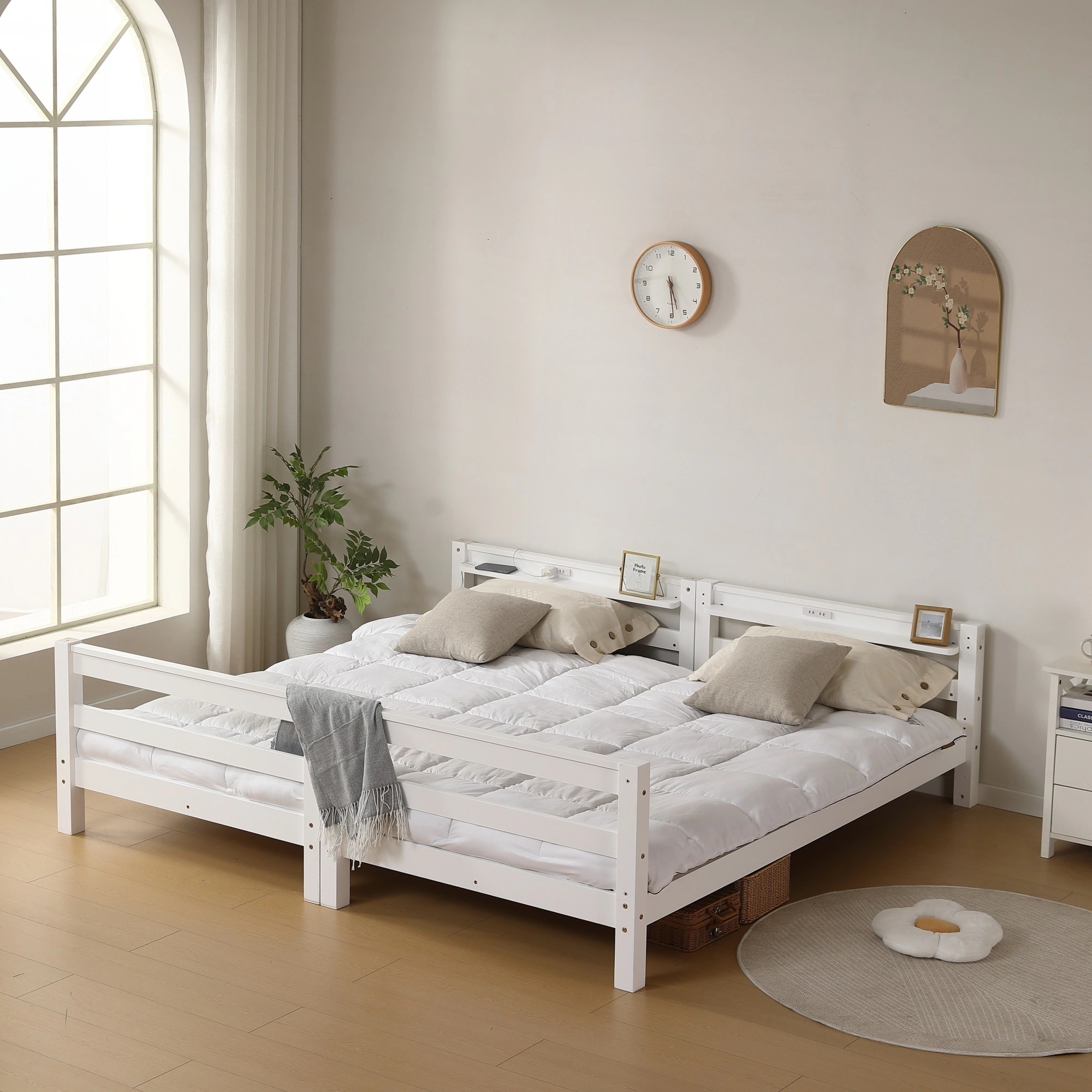 木製ロフトベッド ロフトベッド シングル 木製ベッド 【ホワイト】GG3224 White 収納