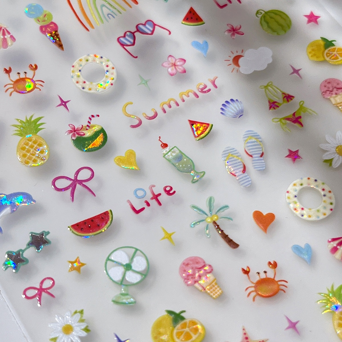 【1点ご購入 で10点プレゼントいたします】シェルライトサマー小物ネイルシールプチフレッシュカラフルサマーデコレーションシール