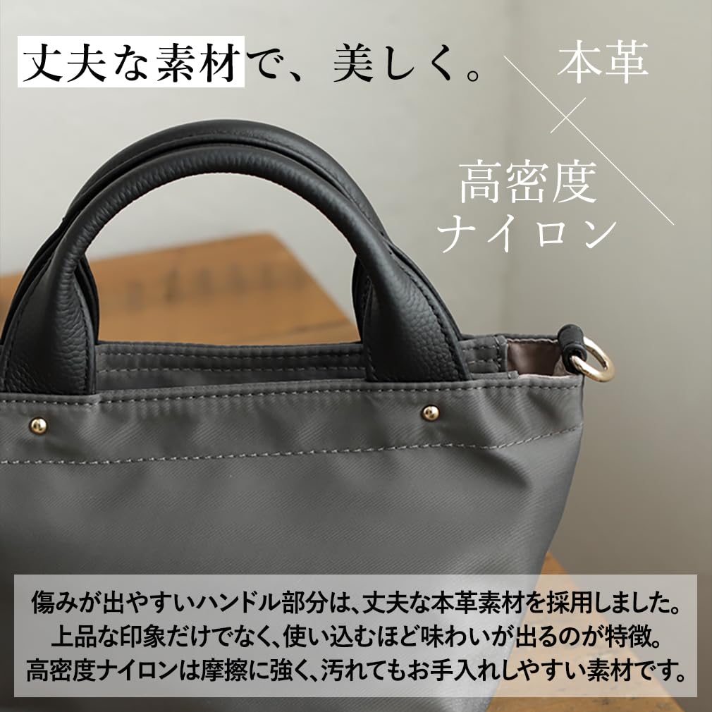 [VITAFELICE] ヴィータフェリーチェ 本革3スペースハンドバッグ レディース inb-10194z (チャコール)