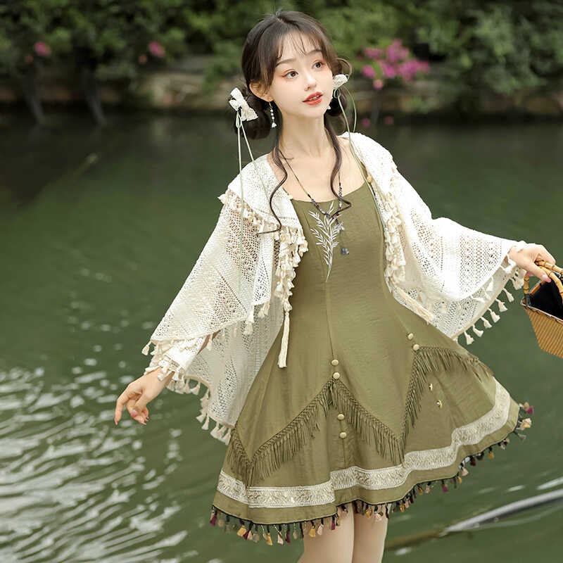 正規品お茶刺繍ワンピースストール新韓国優雅で白い日常 mulan778.net