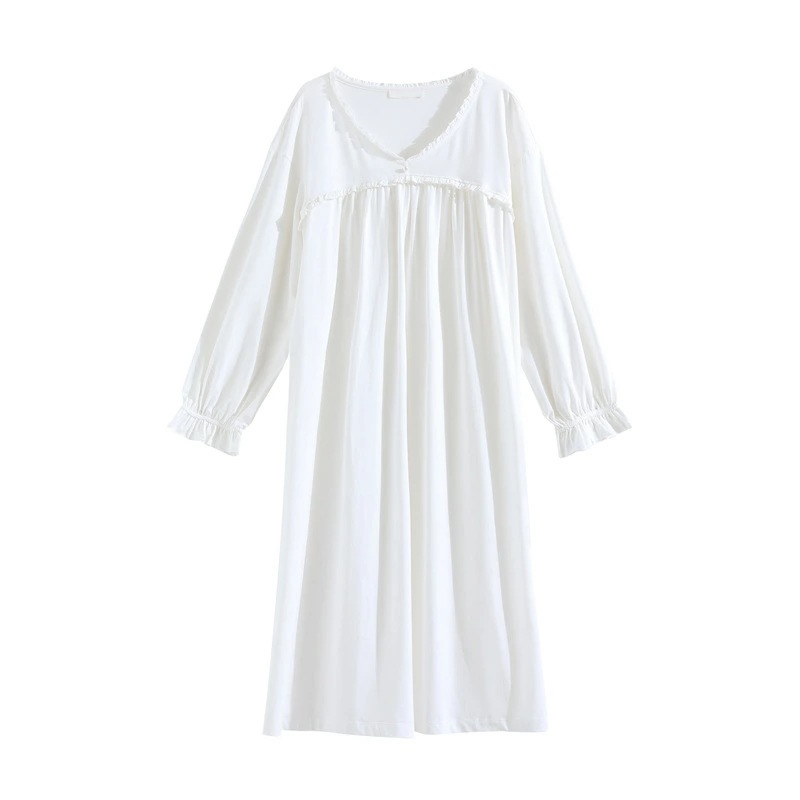 パジャマ ワンピース ルームウェア ロング丈 綿素材 長袖 寝間着 宮廷 M L LL ホワイト ピンク ブルー フランス風 パジャマ ワンピース ルームウェア ロング丈 綿素材 長袖 寝間着 宮廷 M L LL ホワイト ピンク ブルー フランス風