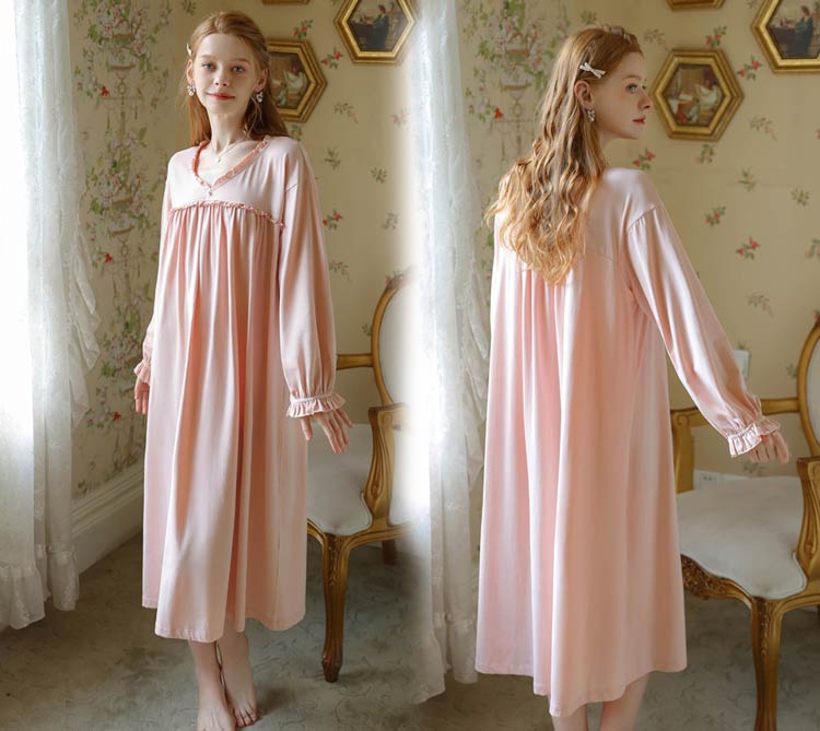 パジャマ ワンピース ルームウェア ロング丈 綿素材 長袖 寝間着 宮廷 M L LL ホワイト ピンク ブルー フランス風 パジャマ ワンピース ルームウェア ロング丈 綿素材 長袖 寝間着 宮廷 M L LL ホワイト ピンク ブルー フランス風