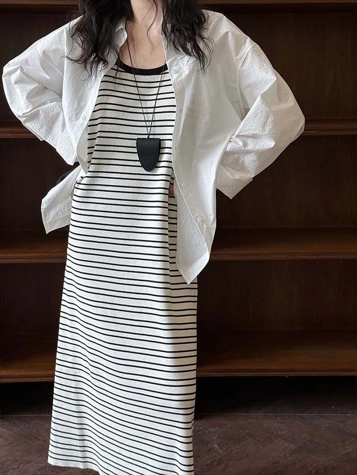 【20点セット】【送料無料】サマーニット ワンピース レディース ノースリーブ キャミ キャミワンピース ロングワンピース ボーダー ニットワンピース タンクトップ 袖なし ニットタンクワンピース 大