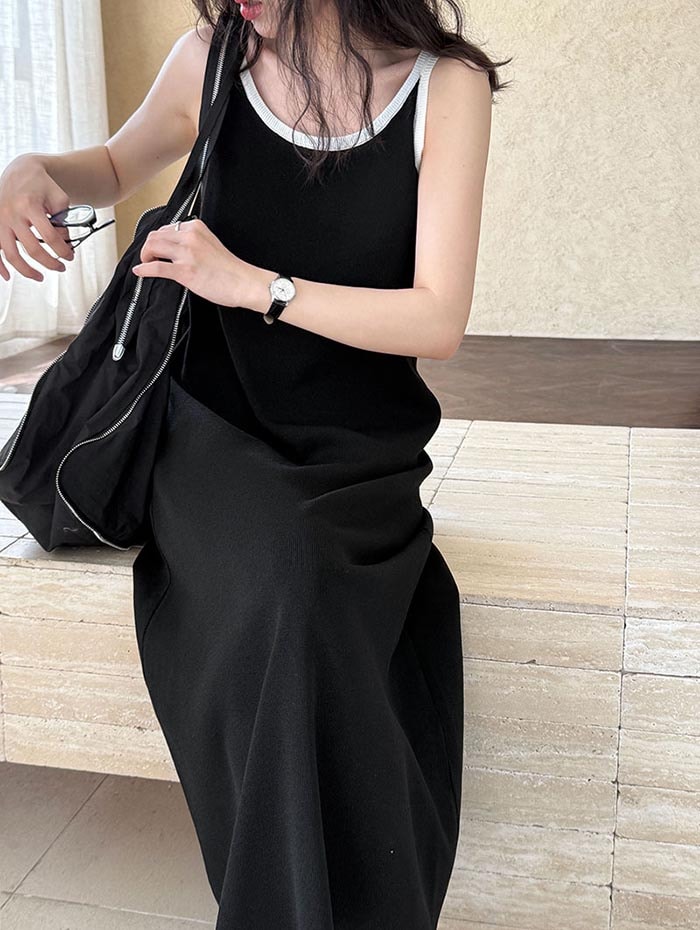 【20点セット】【送料無料】サマーニット ワンピース レディース ノースリーブ キャミ キャミワンピース ロングワンピース ボーダー ニットワンピース タンクトップ 袖なし ニットタンクワンピース 大