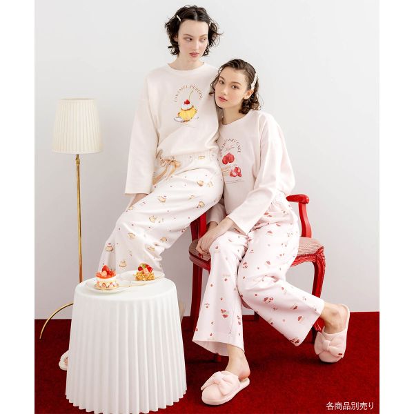 ナルエー パジャマ エアーニットプリン＆ショートケーキパジャマ ルームウェア ロングパンツ 長袖 上