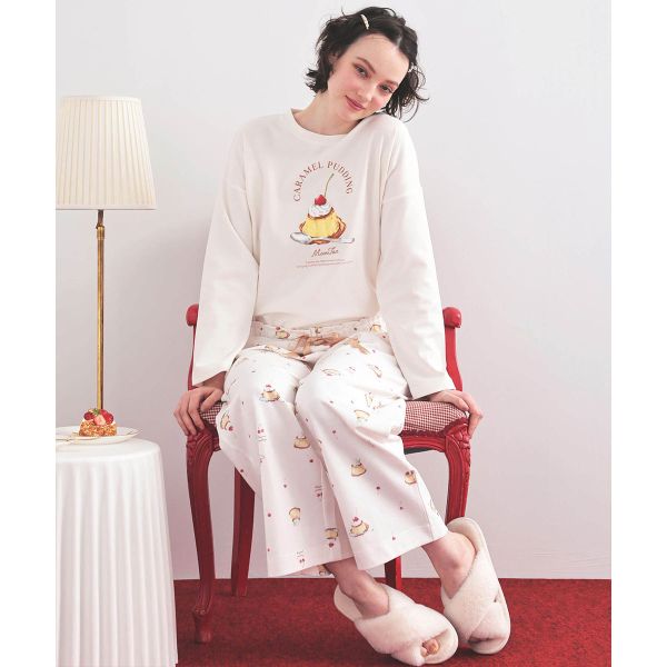 ナルエー パジャマ エアーニットプリン＆ショートケーキパジャマ ルームウェア ロングパンツ 長袖 上