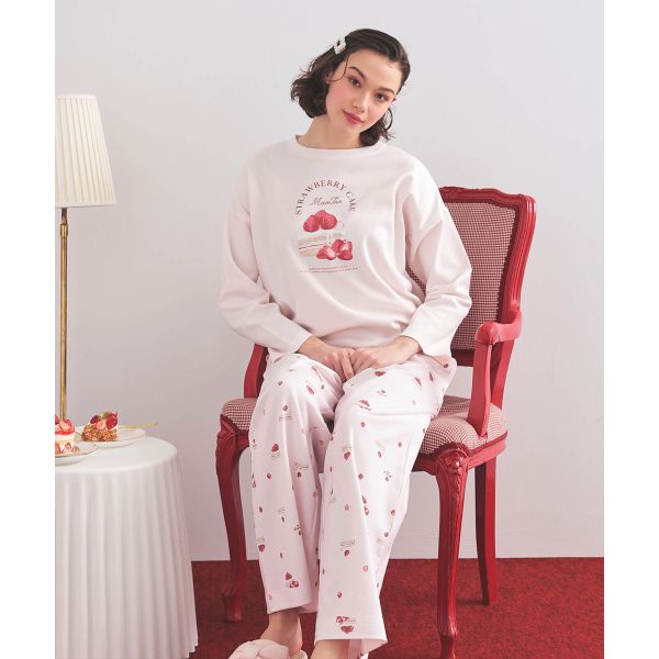 ナルエー パジャマ エアーニットプリン＆ショートケーキパジャマ ルームウェア ロングパンツ 長袖 上